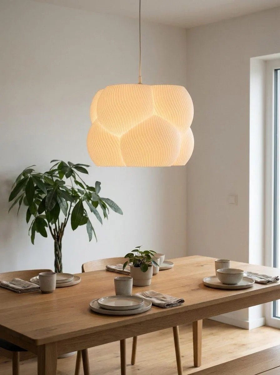 Abat-jour Bubble vu de face, luminaire sculptural translucide