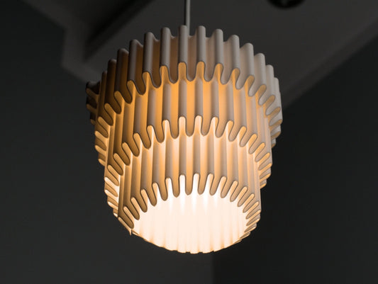 Abat-jour Ripple au design nervuré blanc, luminaire suspendu style vagues