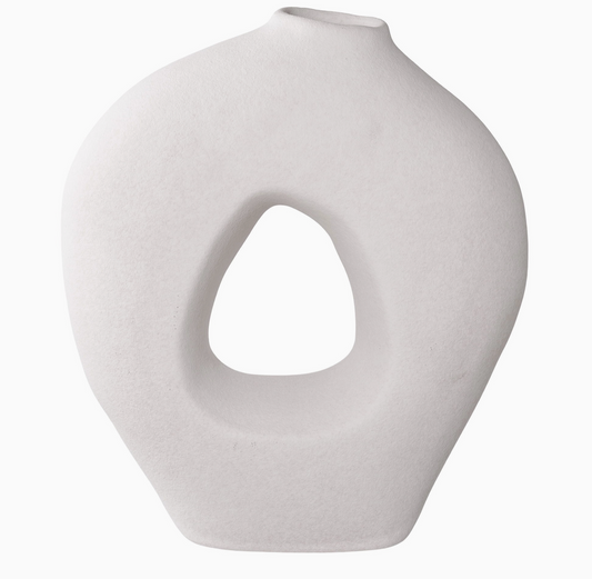 Vase en céramique blanc au design épuré et minimaliste