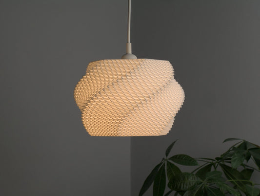Abat-jour Wave M au design ondulé, suspension organique
